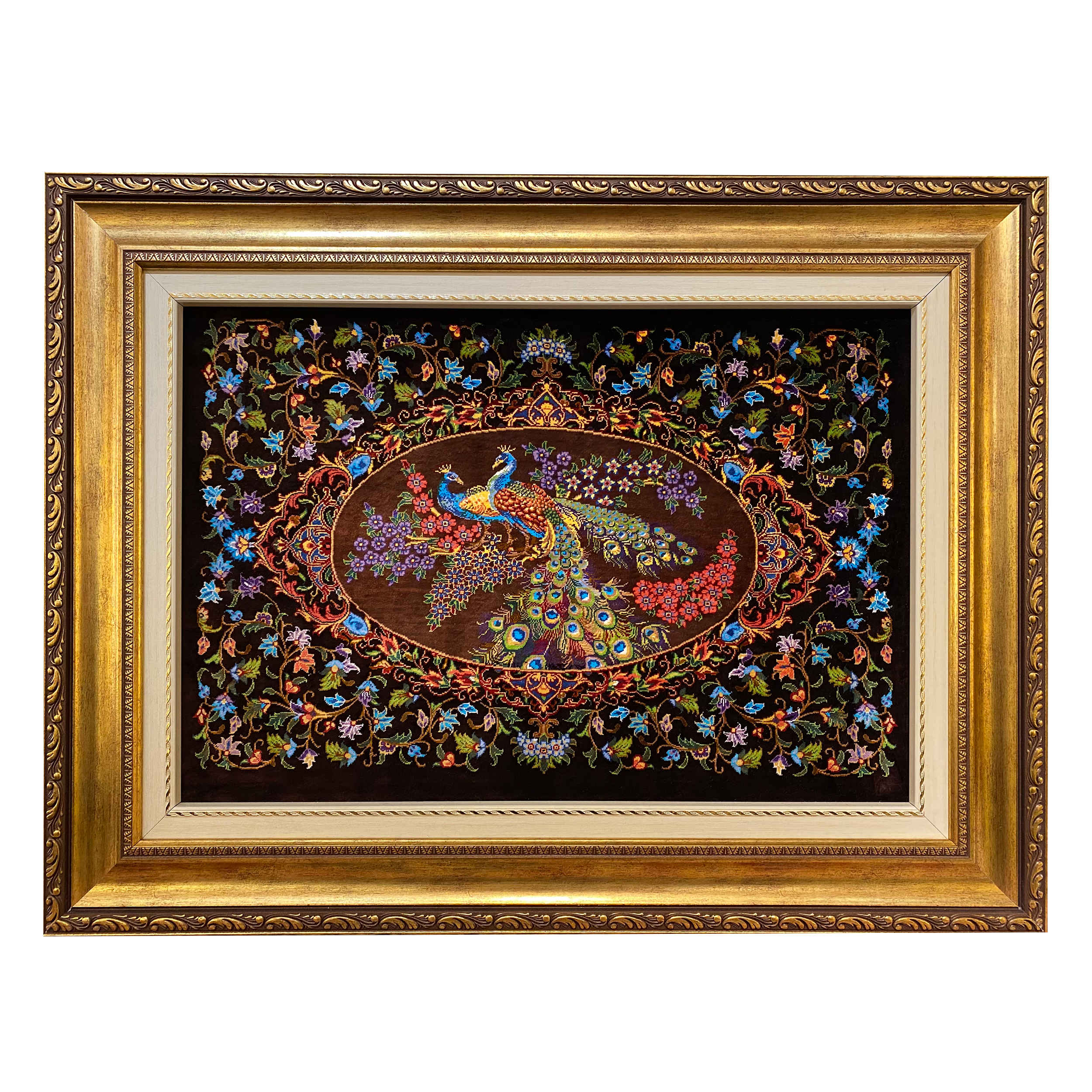 Main image of 手工结波斯挂毯 – 库姆，孔雀图案