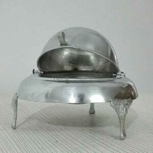 波斯鱼子酱餐具 – 黄铜滚盖高脚银色款