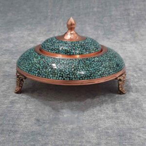 波斯鱼子酱餐具 – 绿松石镶嵌，高脚优雅款