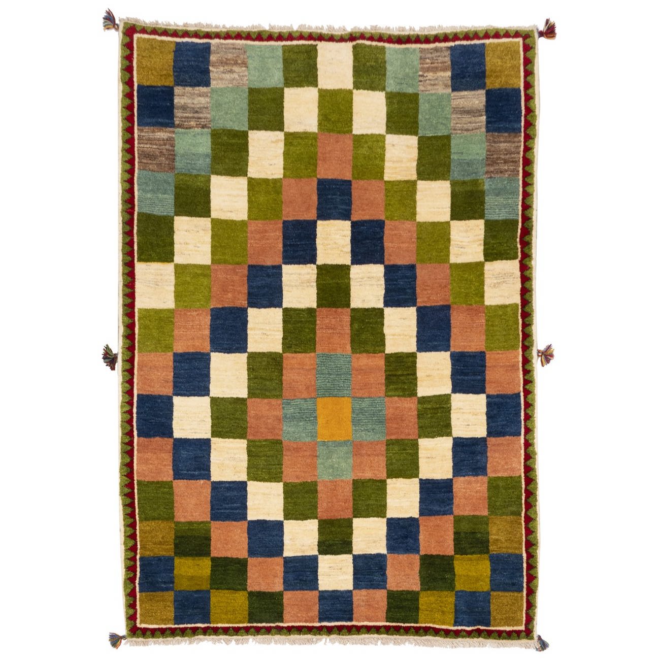 Main image of 波斯加贝羊毛地毯 手工编织于法尔斯 方格