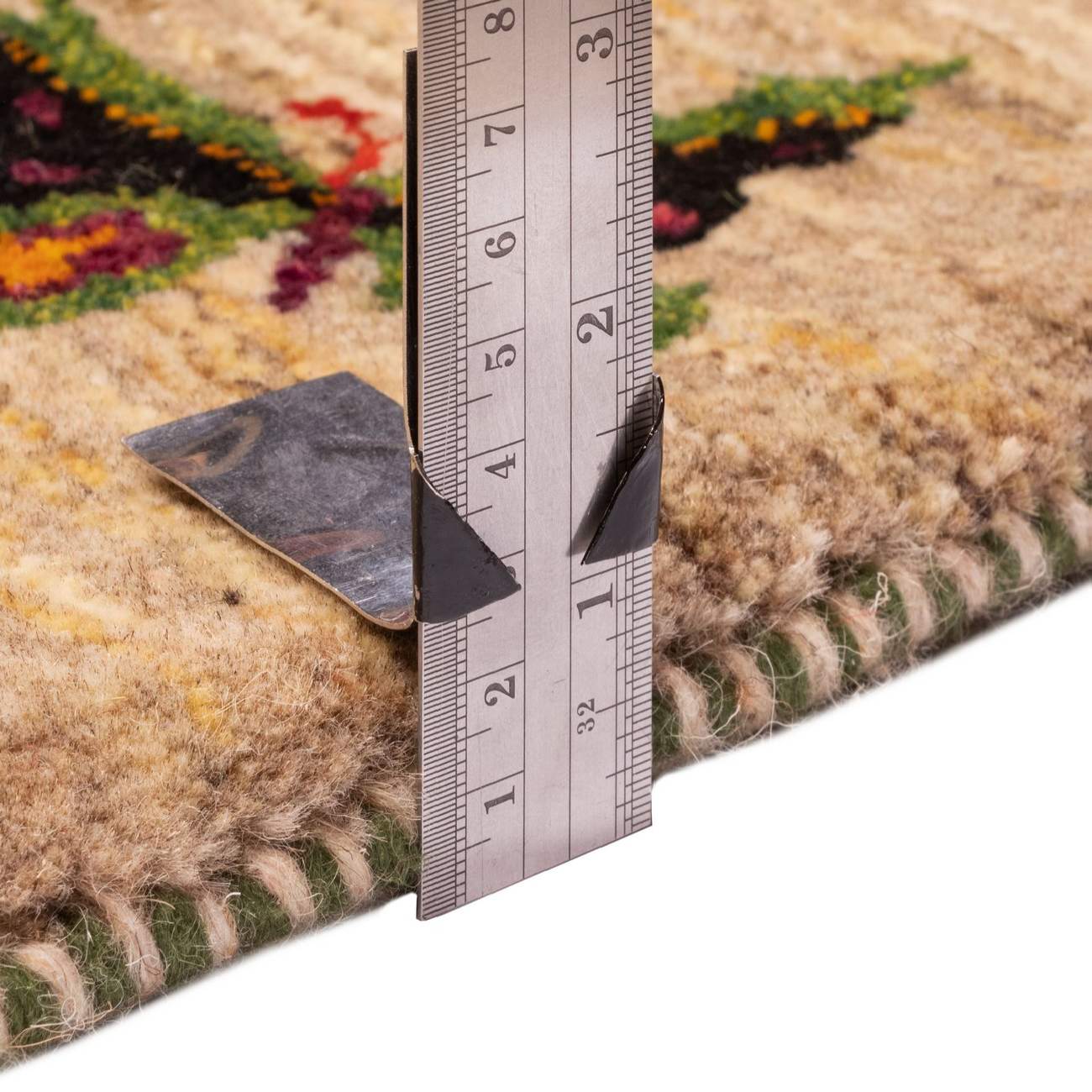 波斯加贝羊毛地毯 手工编织于法尔斯 蝴蝶 奶油色