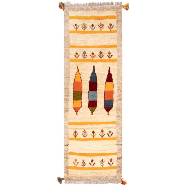 波斯加贝手工羊毛长条地毯 法尔斯米色