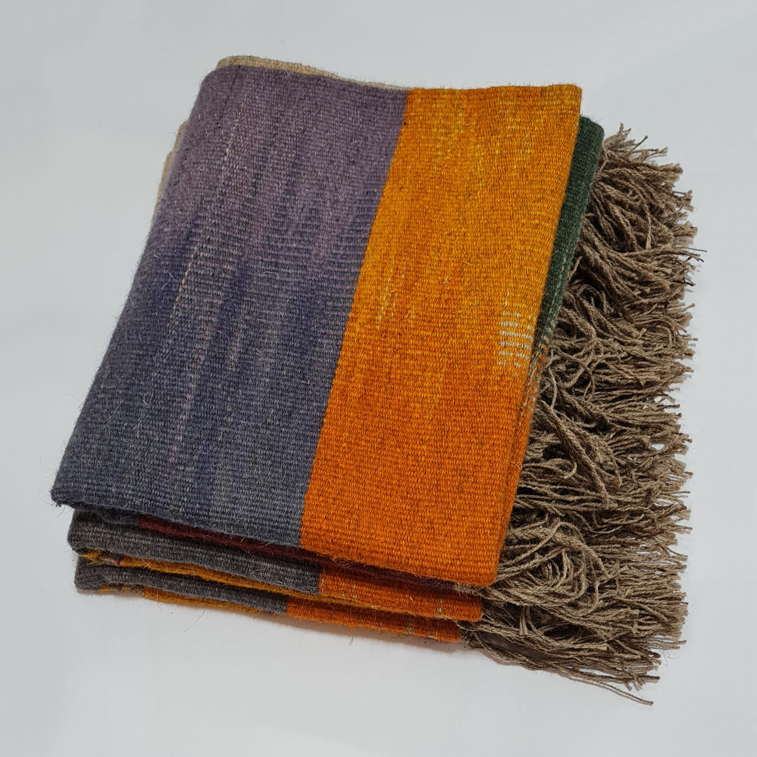 波斯羊毛克里姆地毯 手工编织于洛雷斯坦 条纹橙色