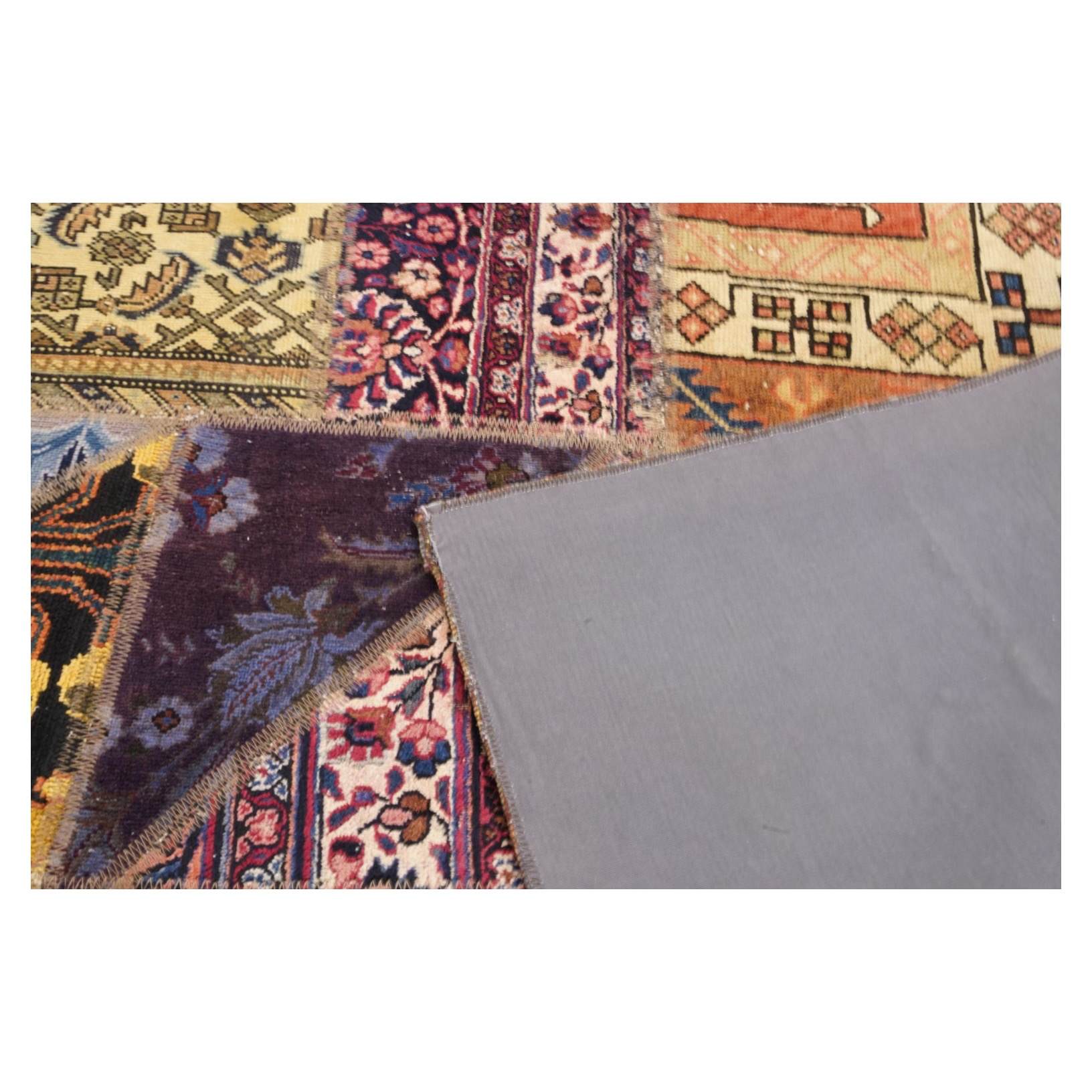 复古波斯手工打结拼布地毯 红色