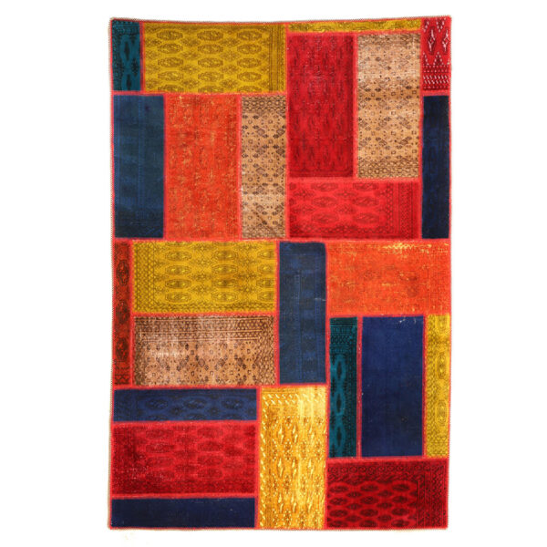 复古波斯手工结拼布地毯 几何图案