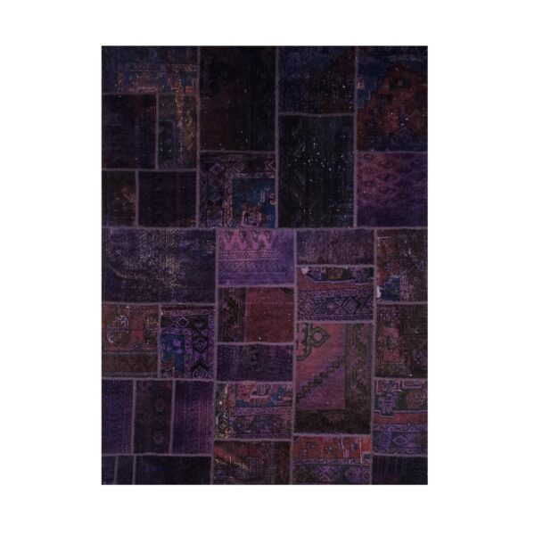 复古波斯手工打结拼布地毯 紫色