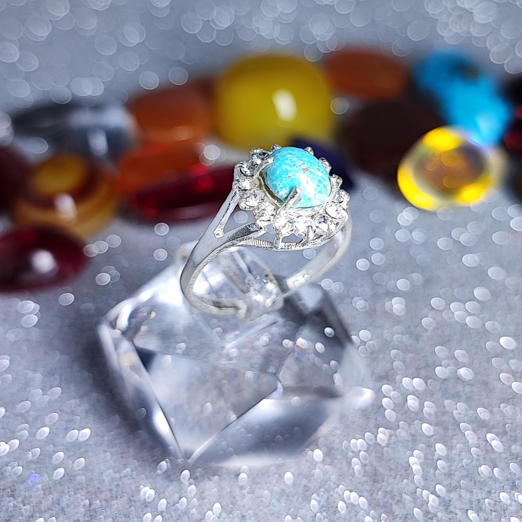 女士波斯尼沙布尔绿松石纯银手工戒指——Sima款