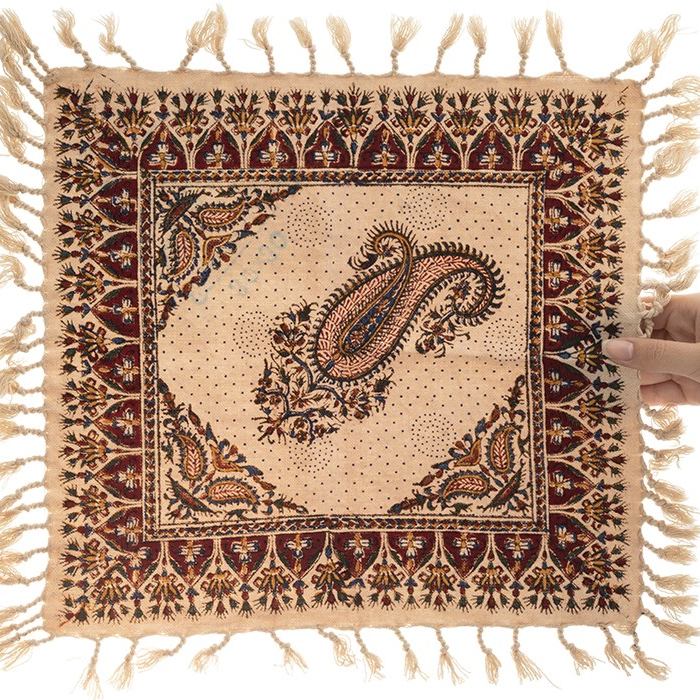 波斯桌布：伊斯法罕传统卡拉姆卡里木刻印花 —— 奶油色款