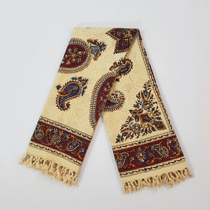 波斯桌布：伊斯法罕传统卡拉姆卡里木刻印花 —— Manel 款