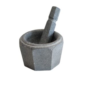 石质杵臼套装 – 手工制作，适合藏红花及香料研磨
