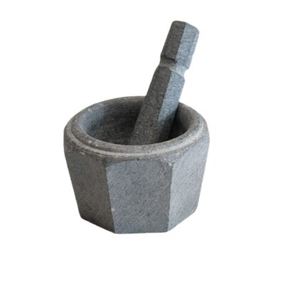 石质杵臼套装 – 手工制作，适合藏红花及香料研磨