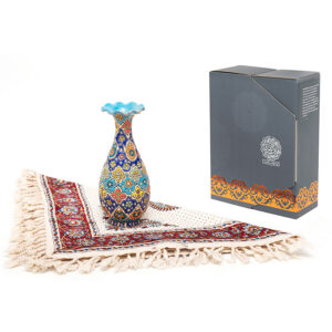 珍藏波斯手工艺礼品套装——珐琅（Minakari）花瓶与桌布