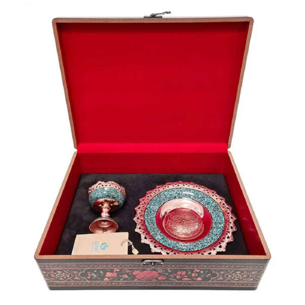珍藏波斯手工艺礼品套装——绿松石镶嵌盘与坚果碗