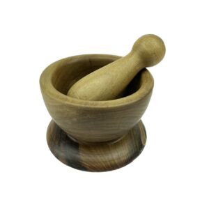 木质杵臼套装 – 手工制作，适合草药与香料研磨