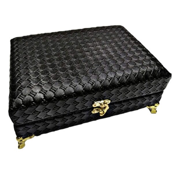 木质缝纫工具收纳盒 – 仿皮装饰