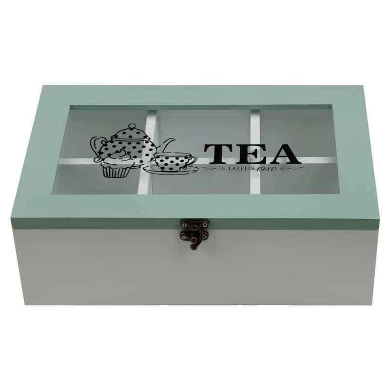 白色绿松石六格茶包收纳盒