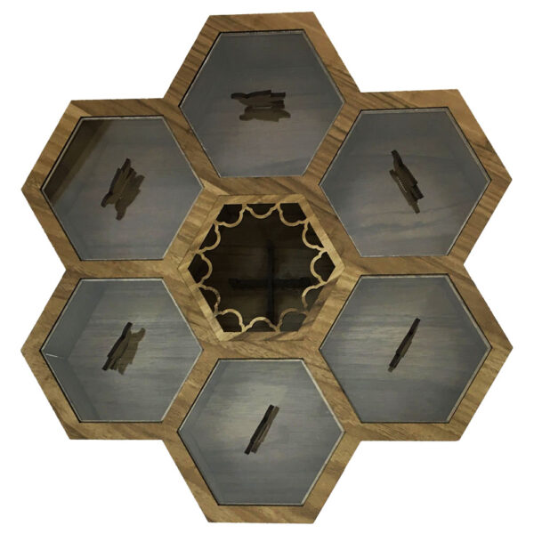 六格茶叶收纳盒，带内置加热功能