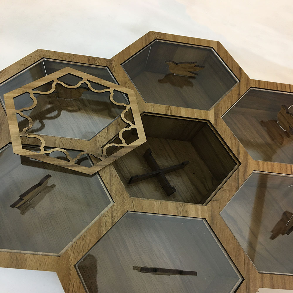 六格茶叶收纳盒，带内置加热功能