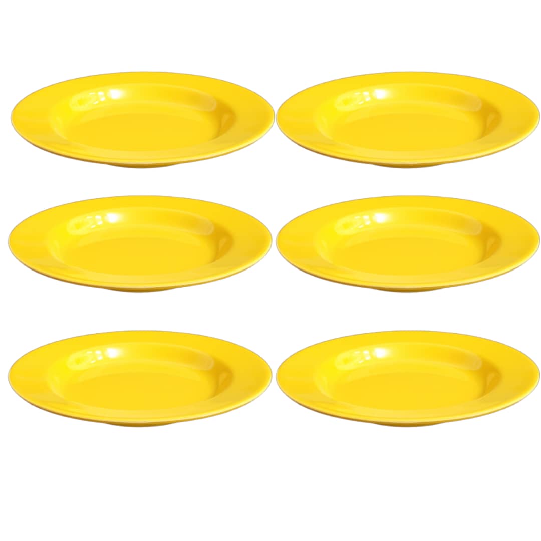 黄色美耐皿餐具套装 – 6人份,防摔耐用