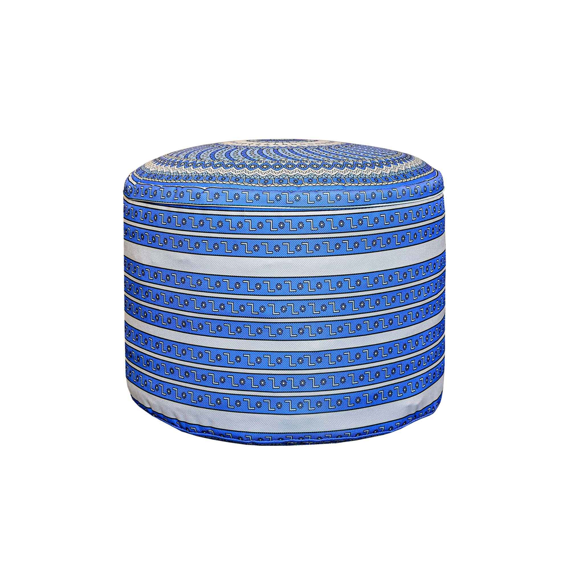 手工白蓝面料圆墩