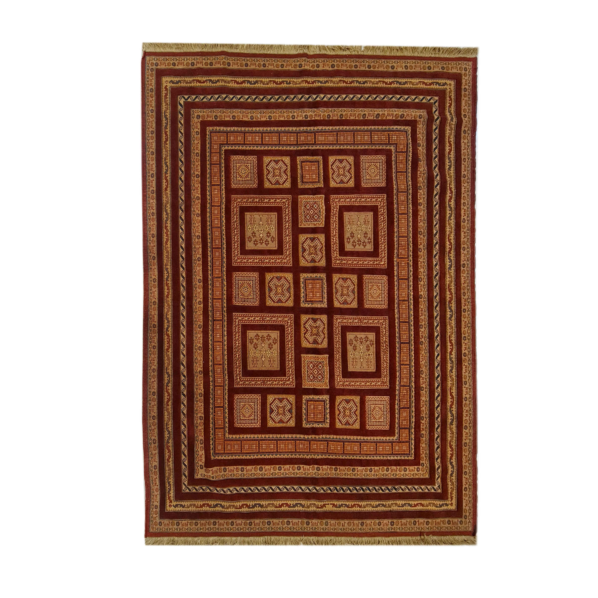 Main image of 正宗波斯羊毛基利姆地毯 手工编织 几何砖红色