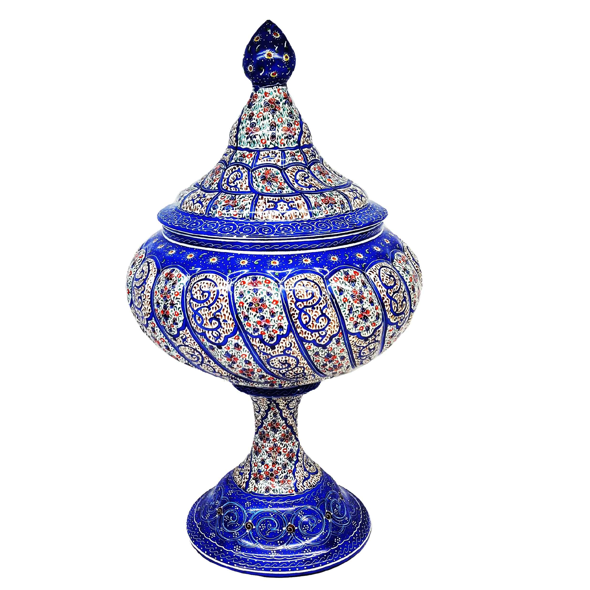 Main image of 手工波斯铜制带盖糖碗 – 珐琅（Minakari）优雅款