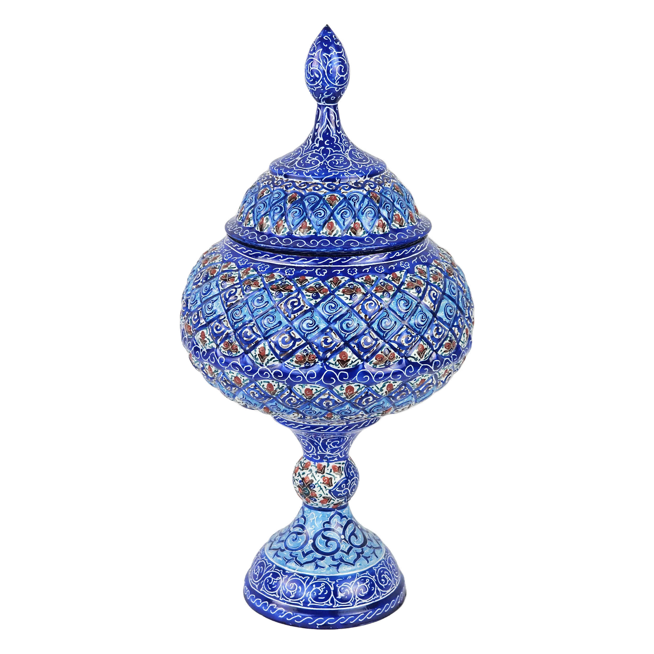 Main image of 手工波斯铜制带盖糖碗 – 珐琅（Minakari）Eslimi 款