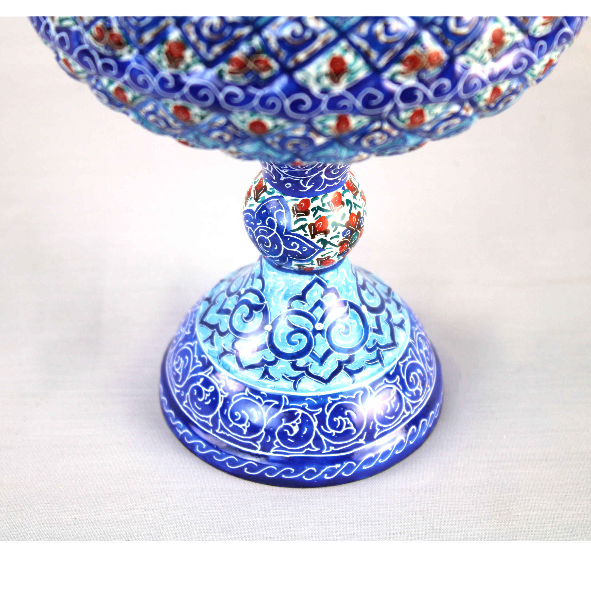 手工波斯铜制带盖糖碗 – 珐琅（Minakari）Shams 款