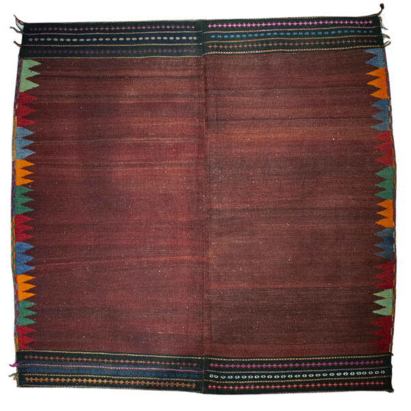 真正波斯棉质基利姆地毯 手工编织于克尔曼 深红色