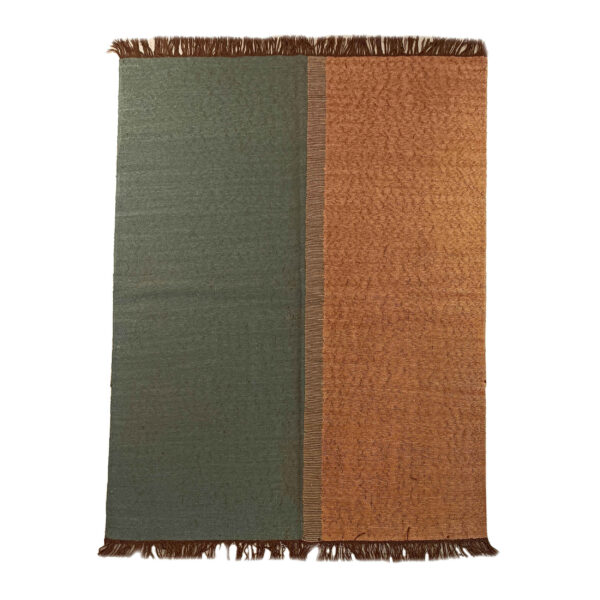 真正波斯羊毛基利姆地毯 手工编织于呼罗珊 绿棕色