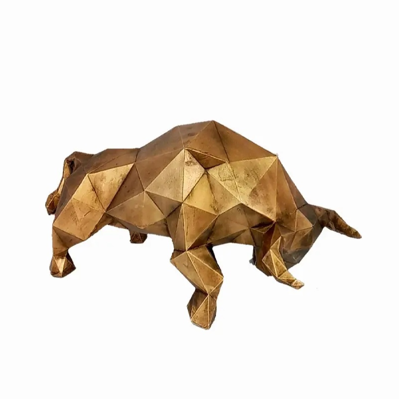 Main image of 几何立体派金色水牛雕像 – 时尚装饰品