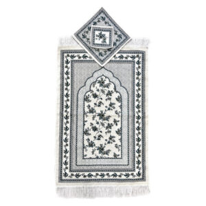 伊斯兰祈祷垫 加厚天鹅绒 Sajadah 花卉设计 灰色