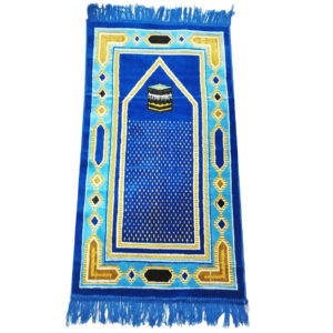 伊斯兰祈祷地毯 加厚天鹅绒 Sajadah Kaaba 蓝色