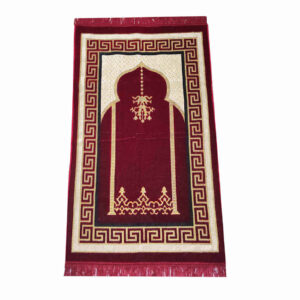 伊斯兰祈祷天鹅绒地毯 Sajadah 传统深红色
