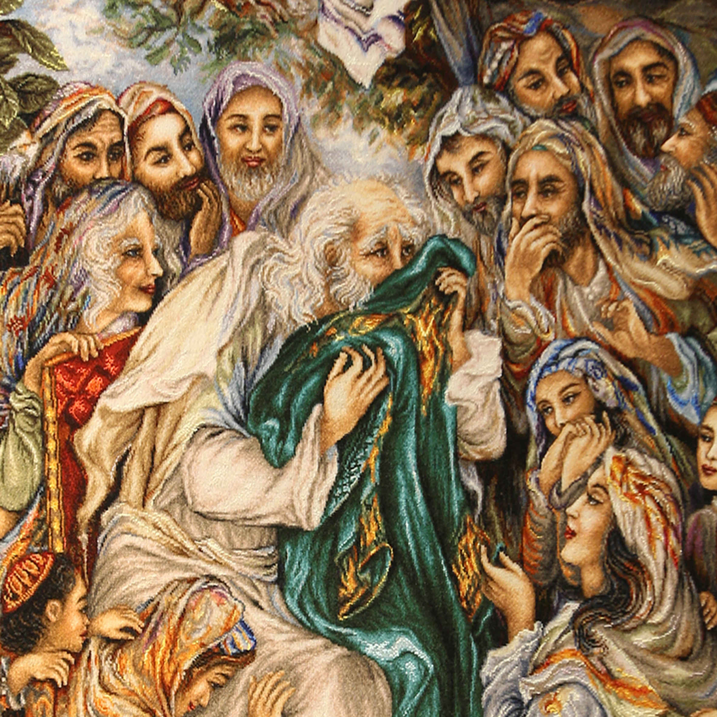 手工结波斯挂毯 – 塔布里兹,约瑟先知与雅各的衣衫《爱之馨香》图案