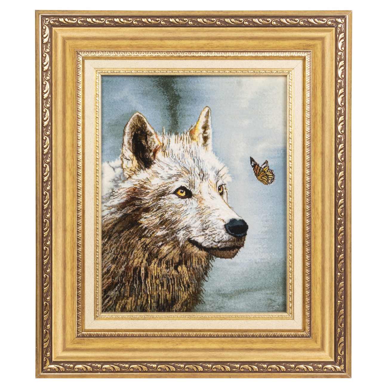 Main image of 手工结波斯挂毯 – 塔布里兹，狼与蝴蝶图案