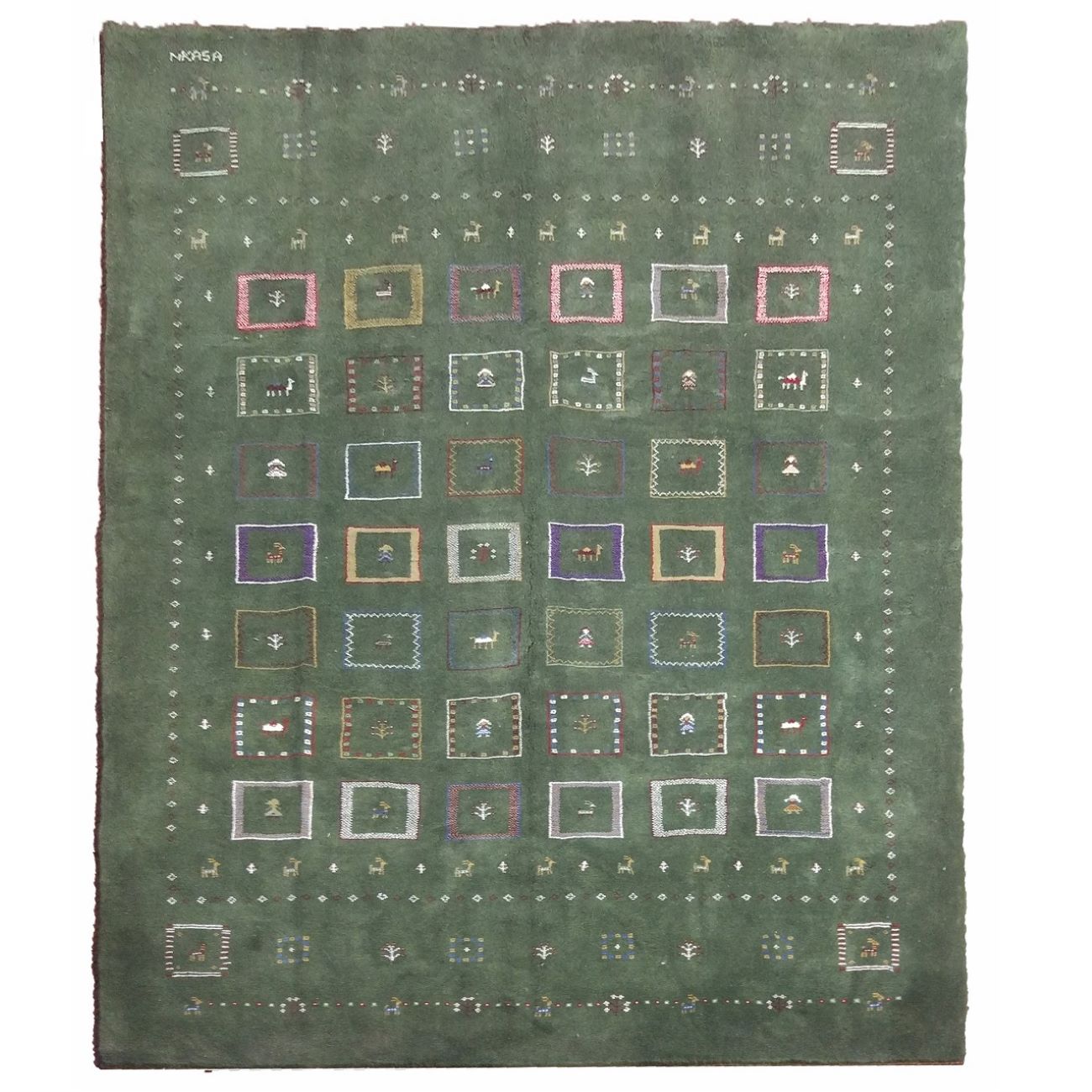 Main image of 波斯加贝地毯 羊毛 手工编织于法尔斯 绿色