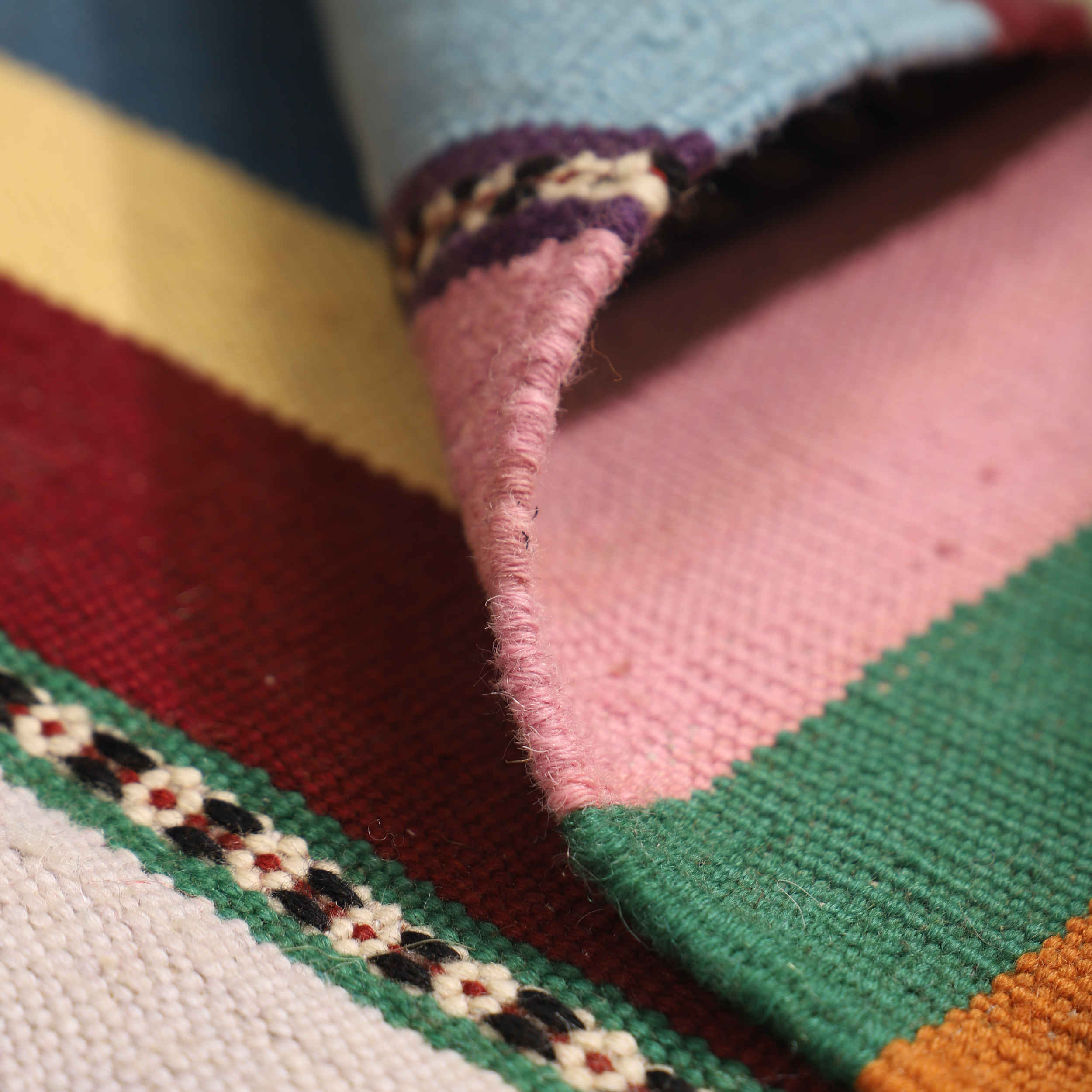 真正波斯羊毛基利姆地毯 手工编织 条纹