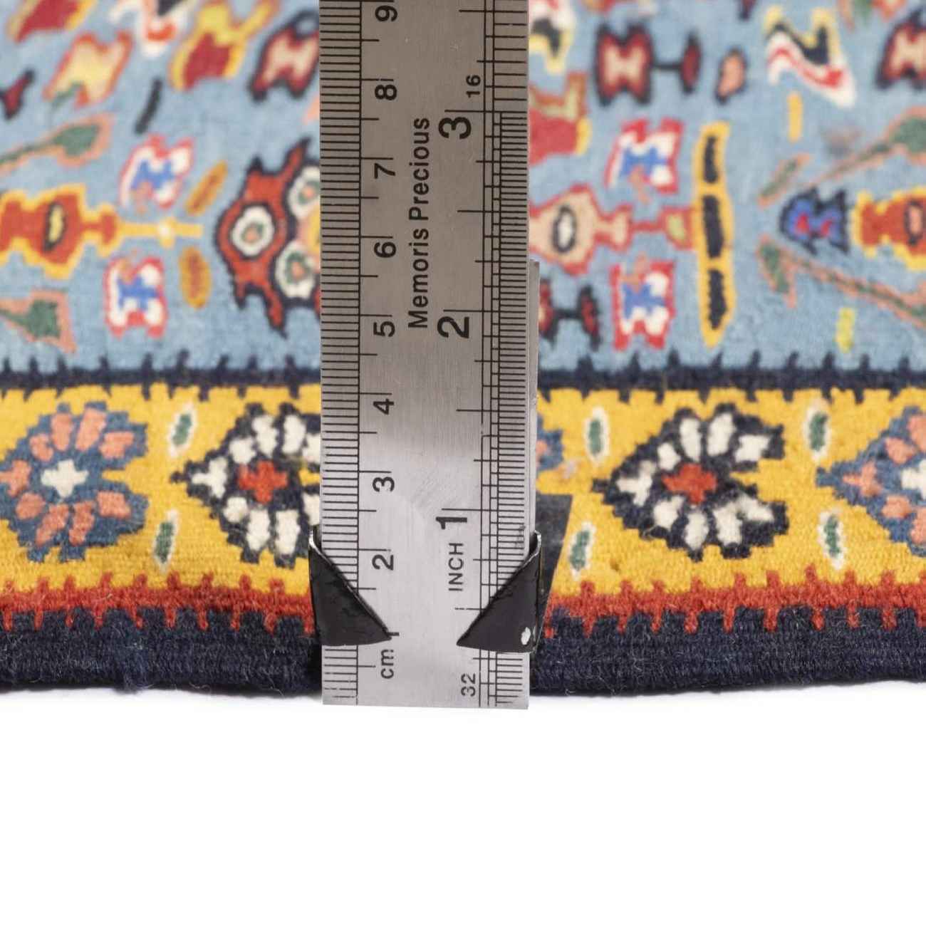 真正波斯羊毛基利姆跑道地毯 手工编织于萨南达吉 蓝色