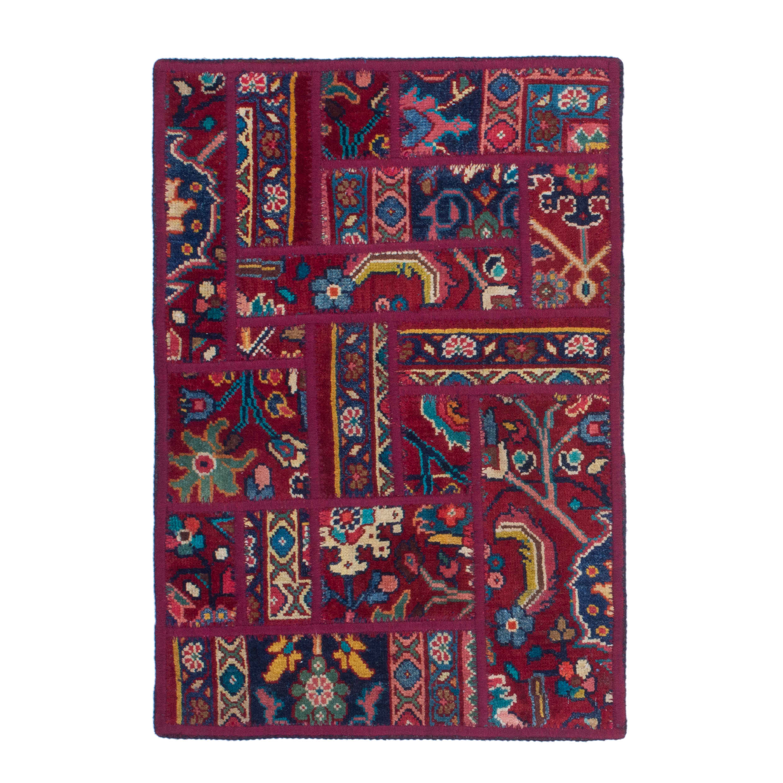 Main image of 复古波斯手工结拼布地毯 深红色
