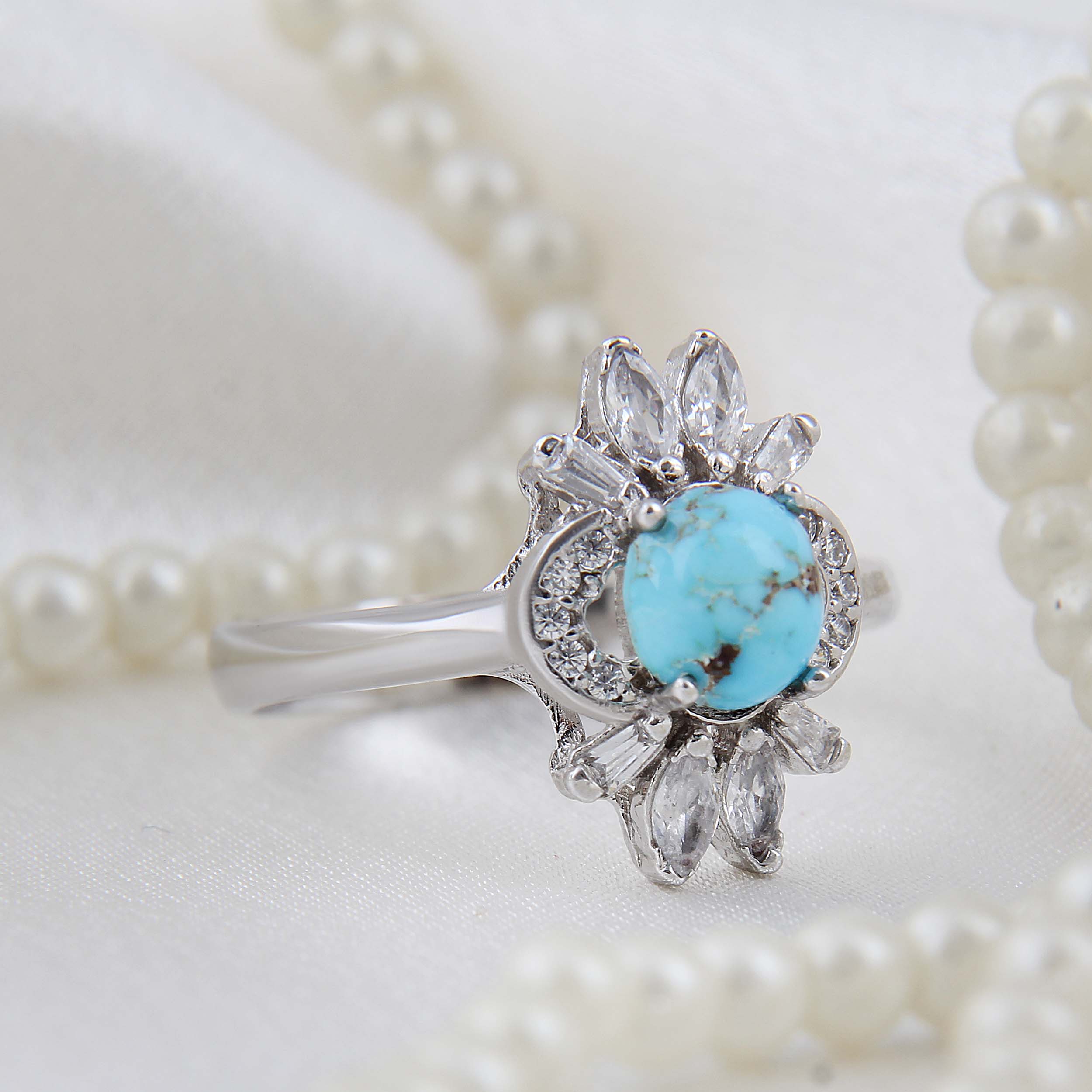 波斯尼沙布尔绿松石纯银手工戒指