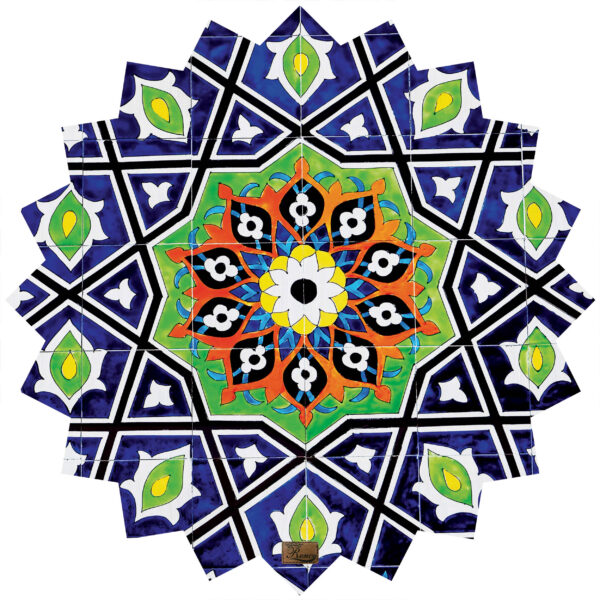 波斯天鹅绒桌布 – 马赛克瓷砖设计，蓝色