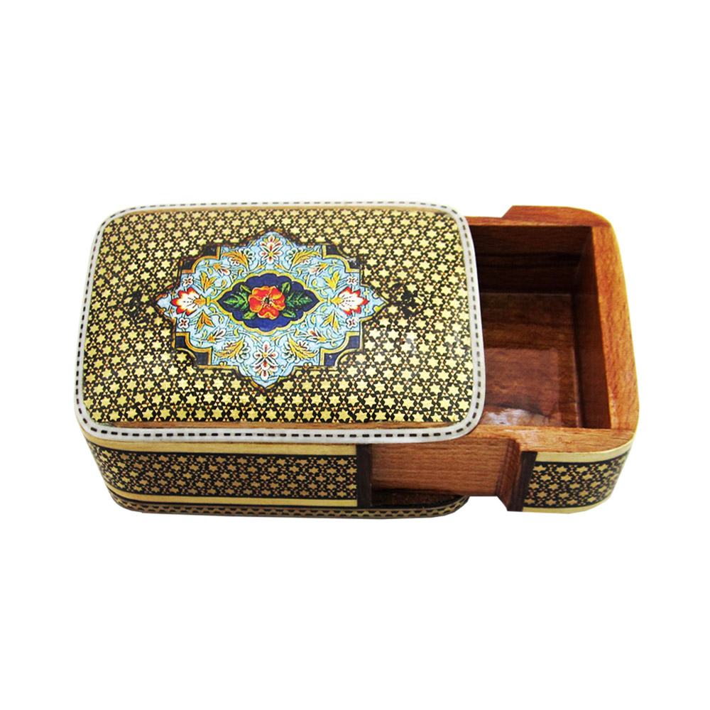 波斯木质扑克牌盒 – 哈塔姆珐琅磁性闭合款