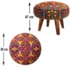 Thumbnail 3: 传统红色天鹅绒波斯脚凳花卉款，木质脚架