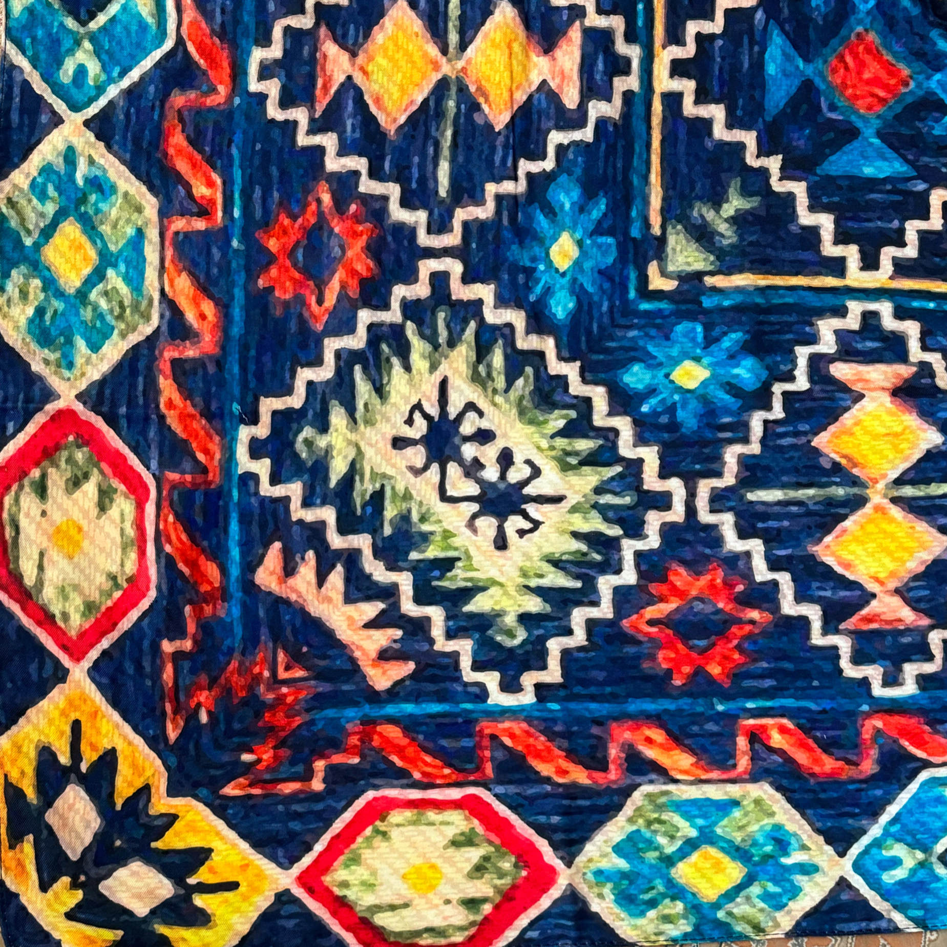 传统围巾 – 女士 Kilim 图案,藏青色