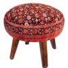 Thumbnail 4: 传统红色天鹅绒波斯脚凳艺术款，木质脚架