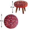 Thumbnail 3: 传统红色天鹅绒波斯脚凳艺术款，木质脚架