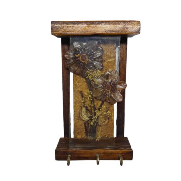 装饰性手工墙面钥匙挂架 – 花卉与玻璃设计