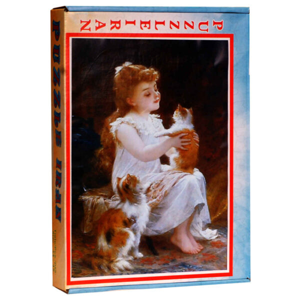 500片拼图：与她的猫的女孩 —— 迷人趣味