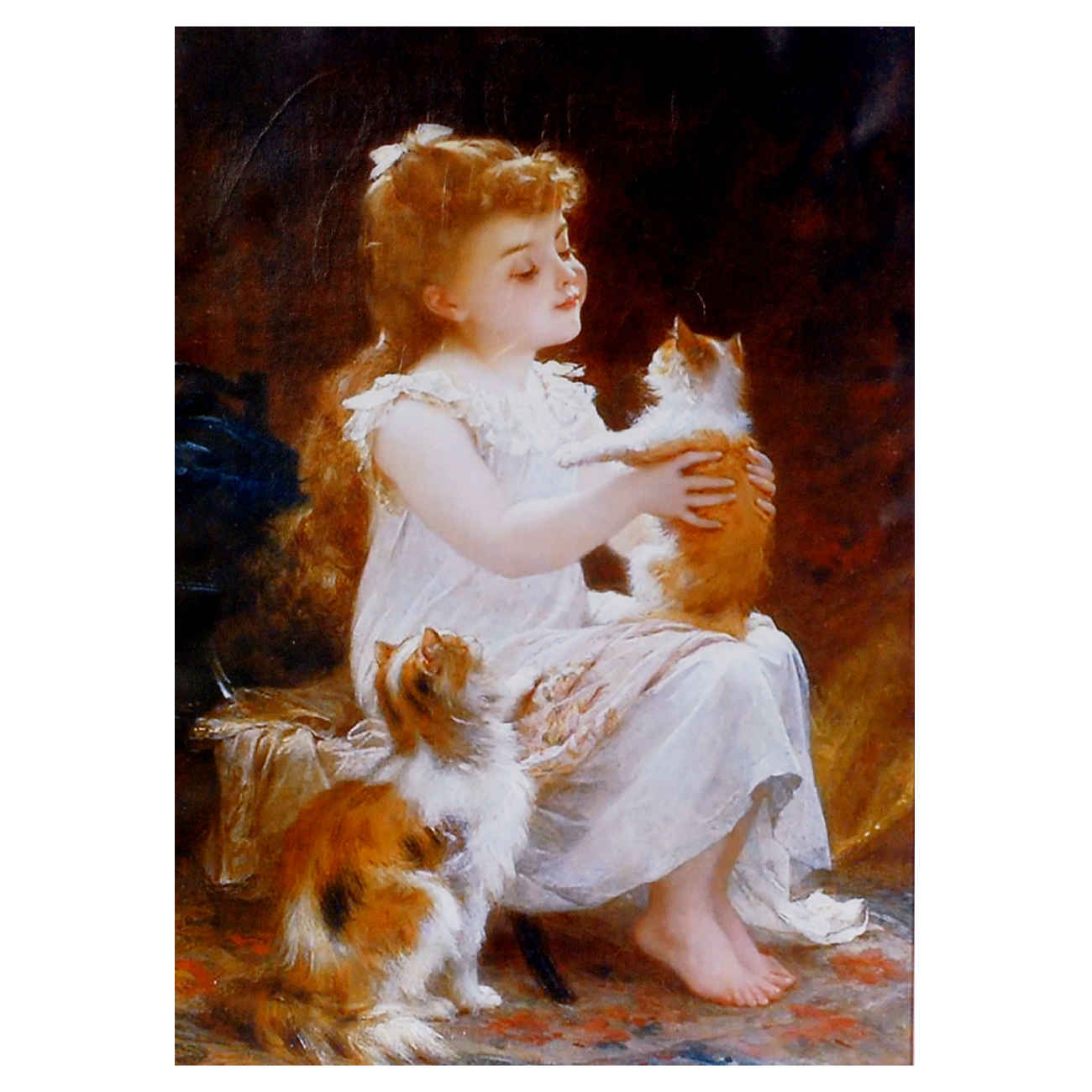 500片拼图：与她的猫的女孩 —— 迷人趣味